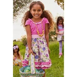 Matilda Jane Brilliant Daydream Dot Dot Dress Girls Size 2 Excellent VERY Gently